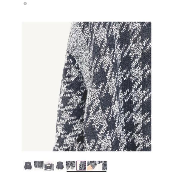 Men's Gabriel D'Authie Blue and White Houndstooth Cardigan Sweater Size 3 - Picture 5 of 9